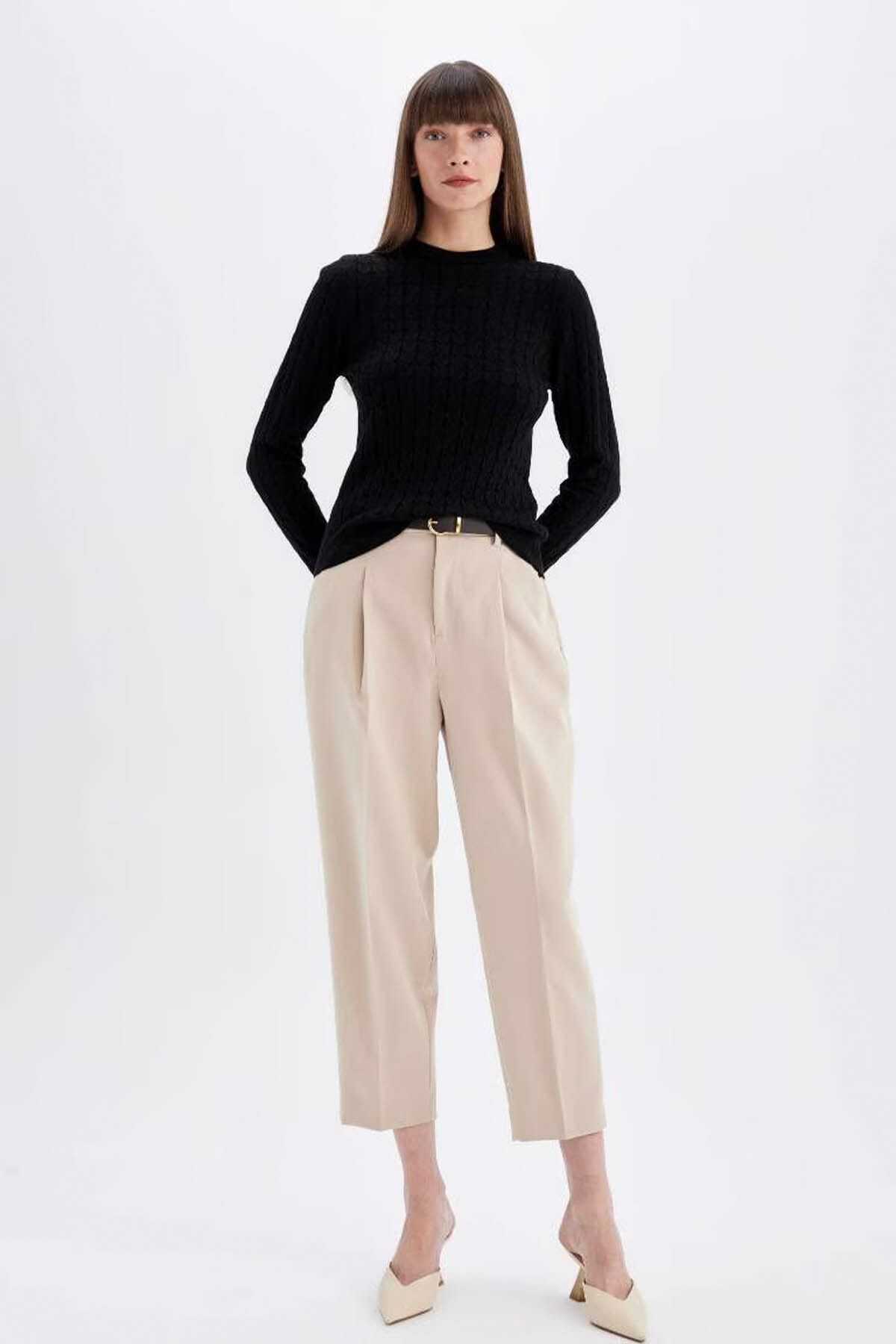 ژاکت بافته شده با یقه مشکی منظم 25k801004893