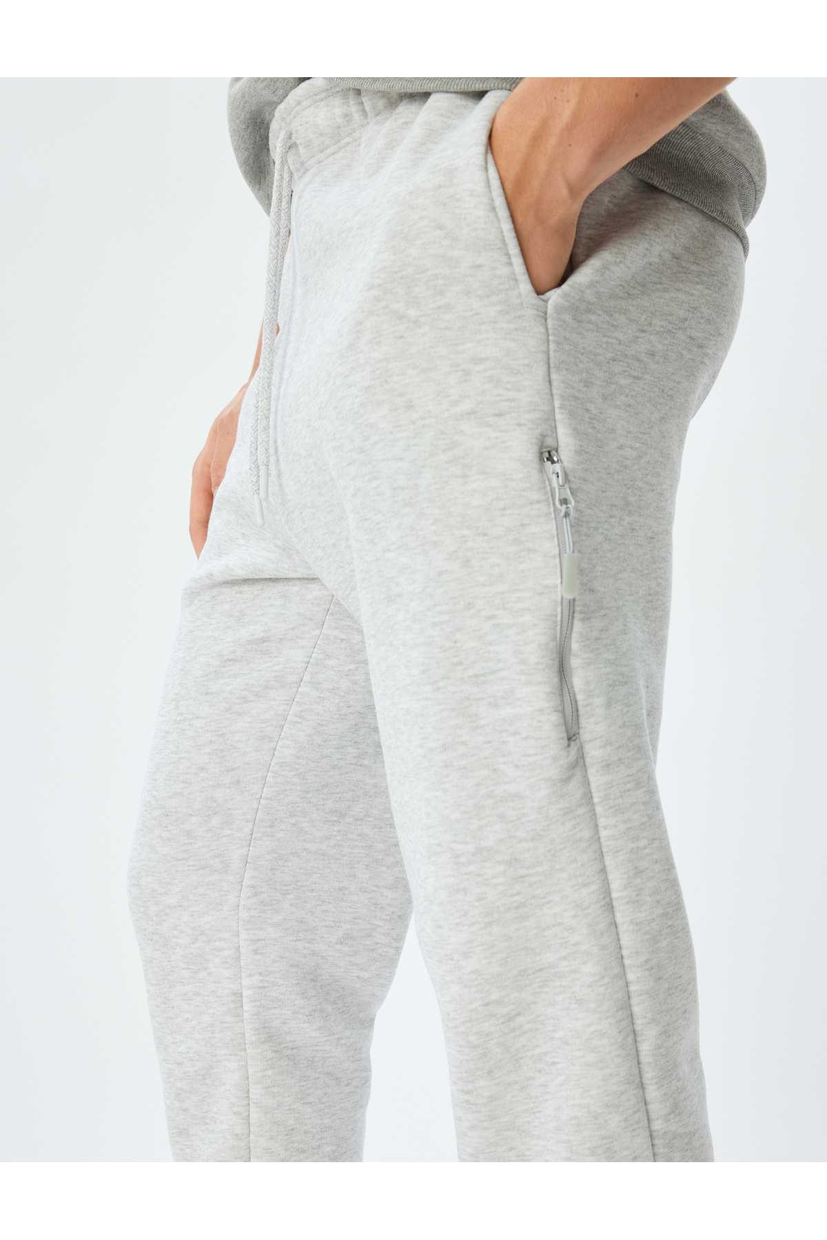 شلوار ورزشی با جیب زیپ کمر توری و ترکیب پنبه