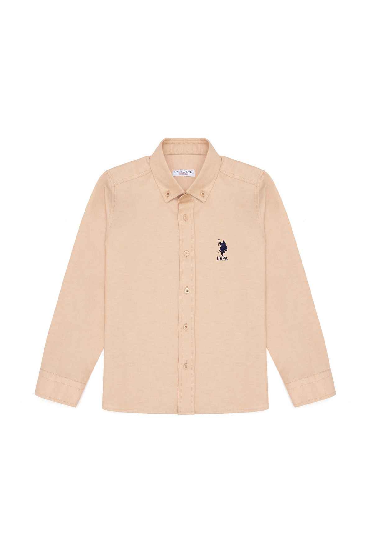 پیراهن پایه آستین بلند پسرانه شتری 50266085-VR015