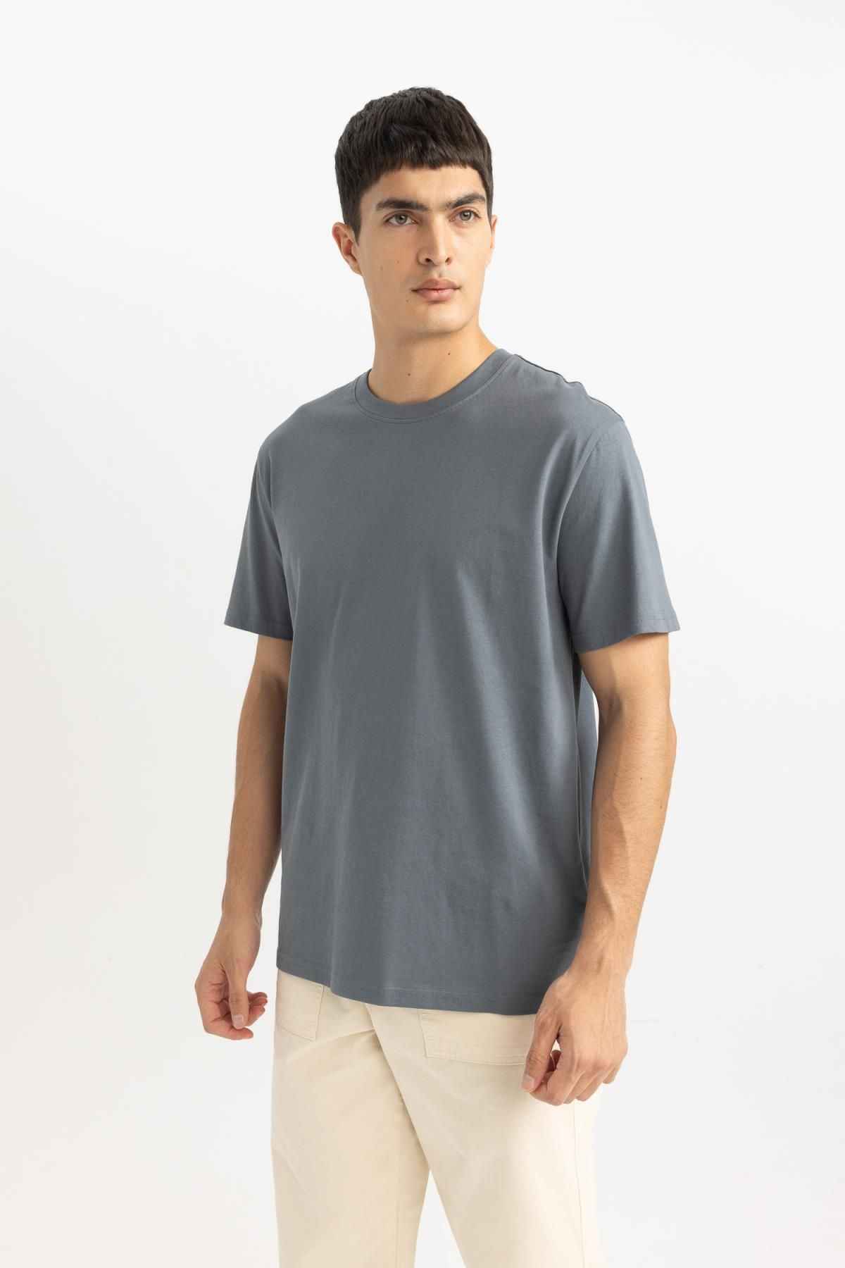 تیشرت آستین کوتاه 100% نخی یقه معمولی جدید