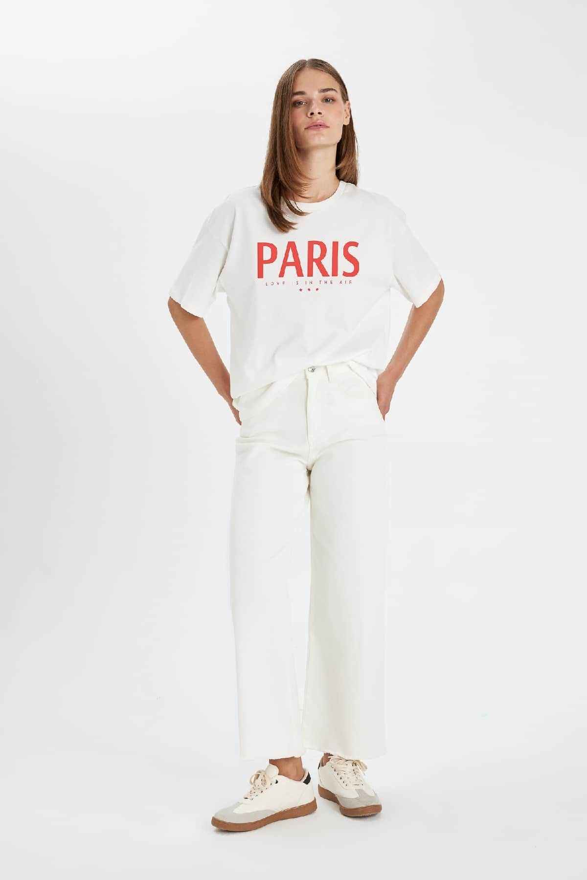 شلوار Culotte Gabardine کمر بلند پایه ساده جیب گشاد ساق C7535ax24au