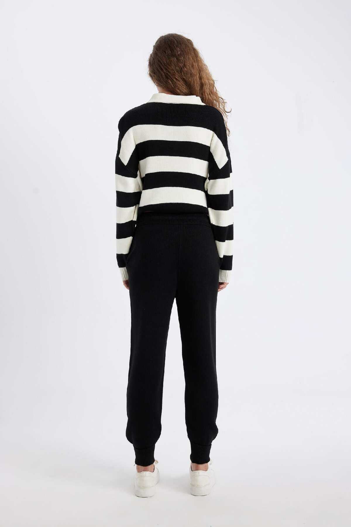 شلوار بافتنی ساده جوگر با کمربند الاستیک R1701az24wn