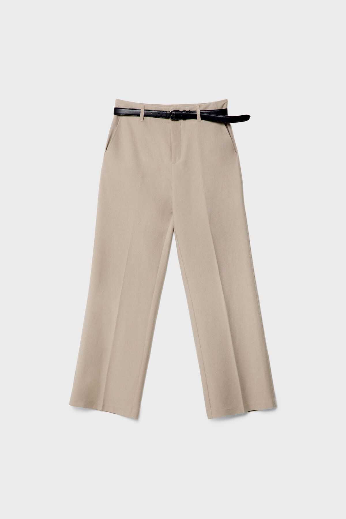 شلوار پارچه ای با کمربند و روان