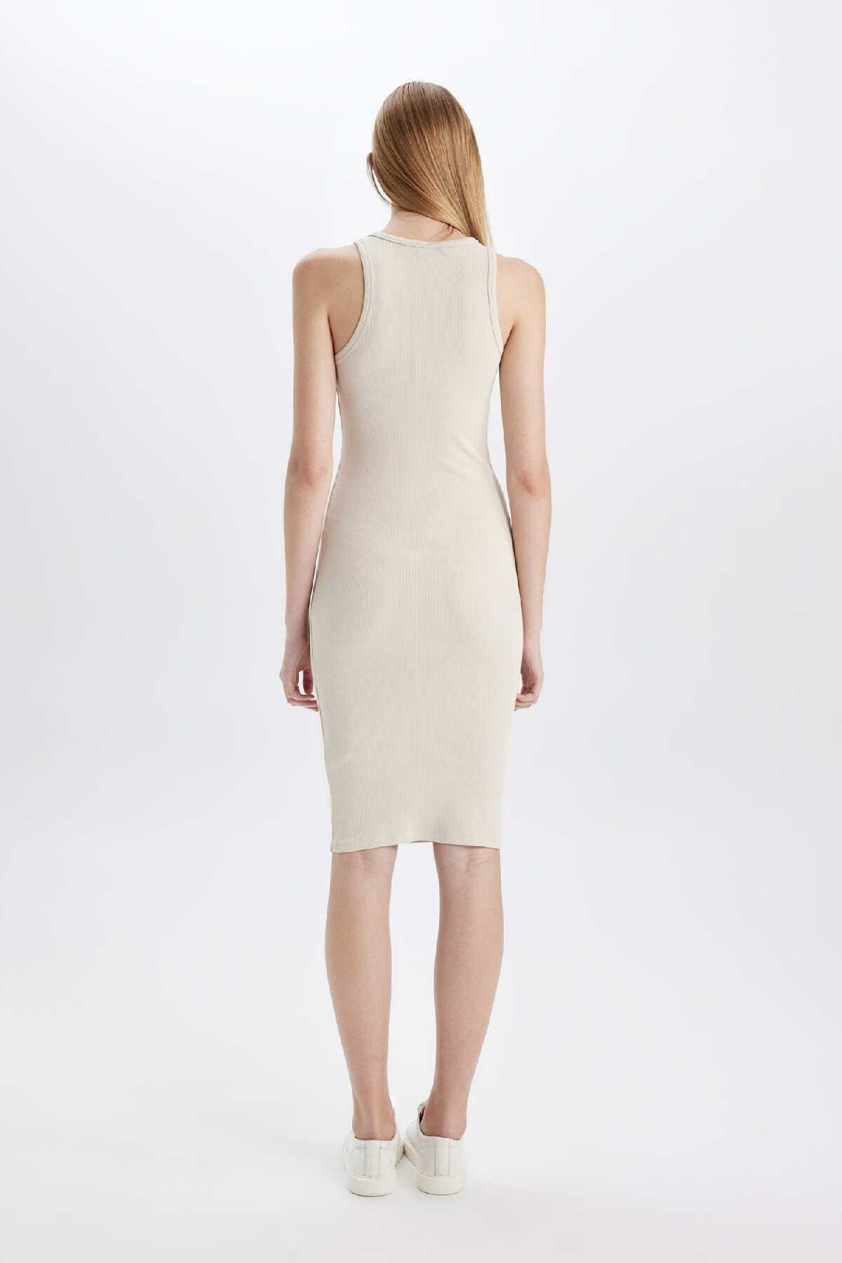 لباس میدی آستین دار آستین دار با یقه هالتر بادیکن