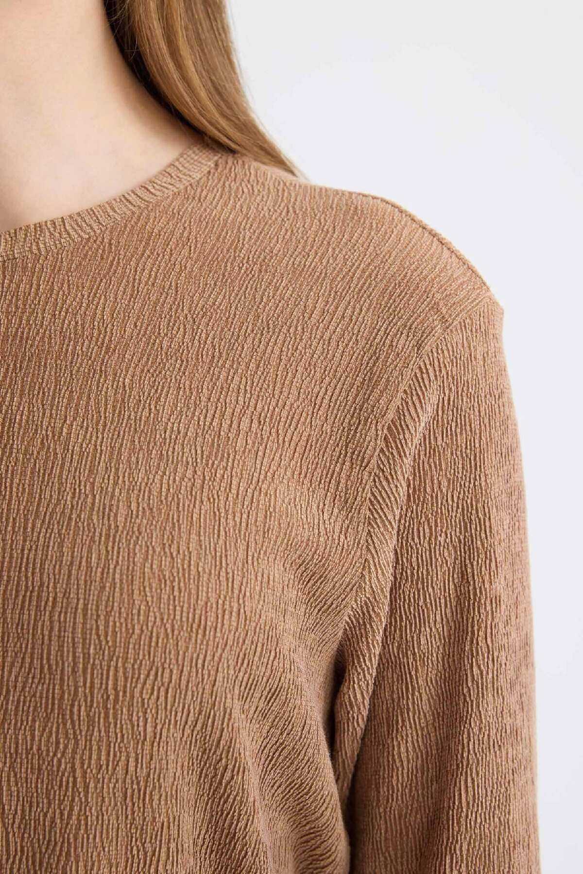 لباس میدی آستین بلند چروک منظم