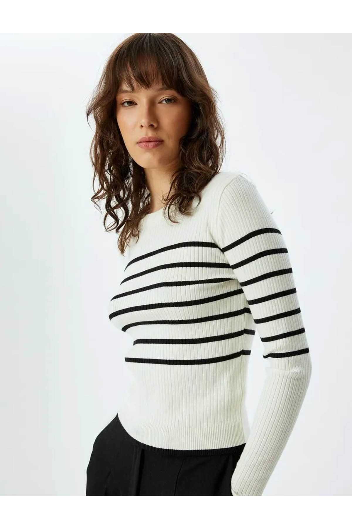 ژاکت زنانه راه راه آبی سرمه ای