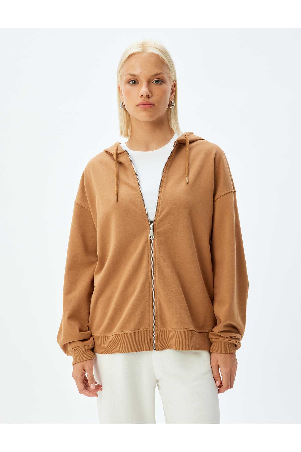 بلوز آستین بلند سه نخی زیپ دار نخی