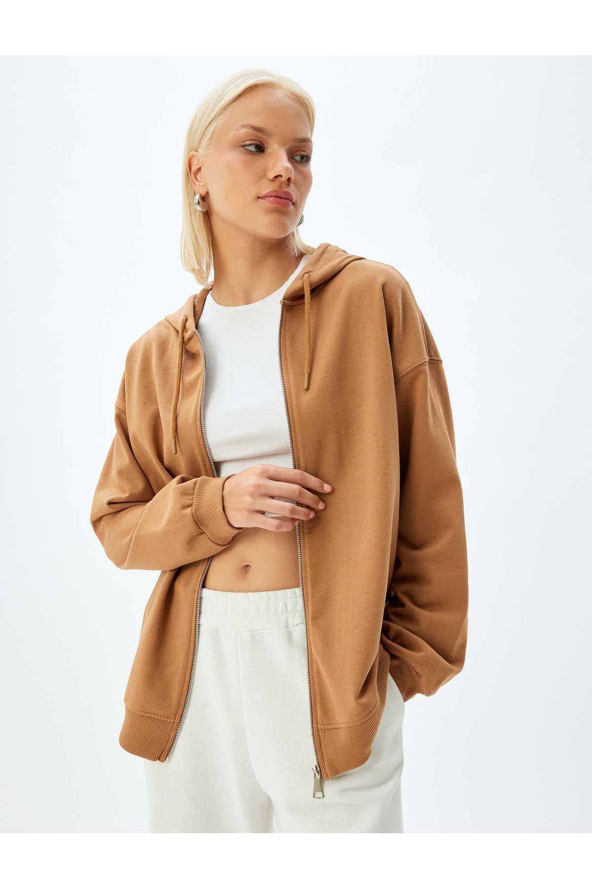 بلوز آستین بلند سه نخی زیپ دار نخی