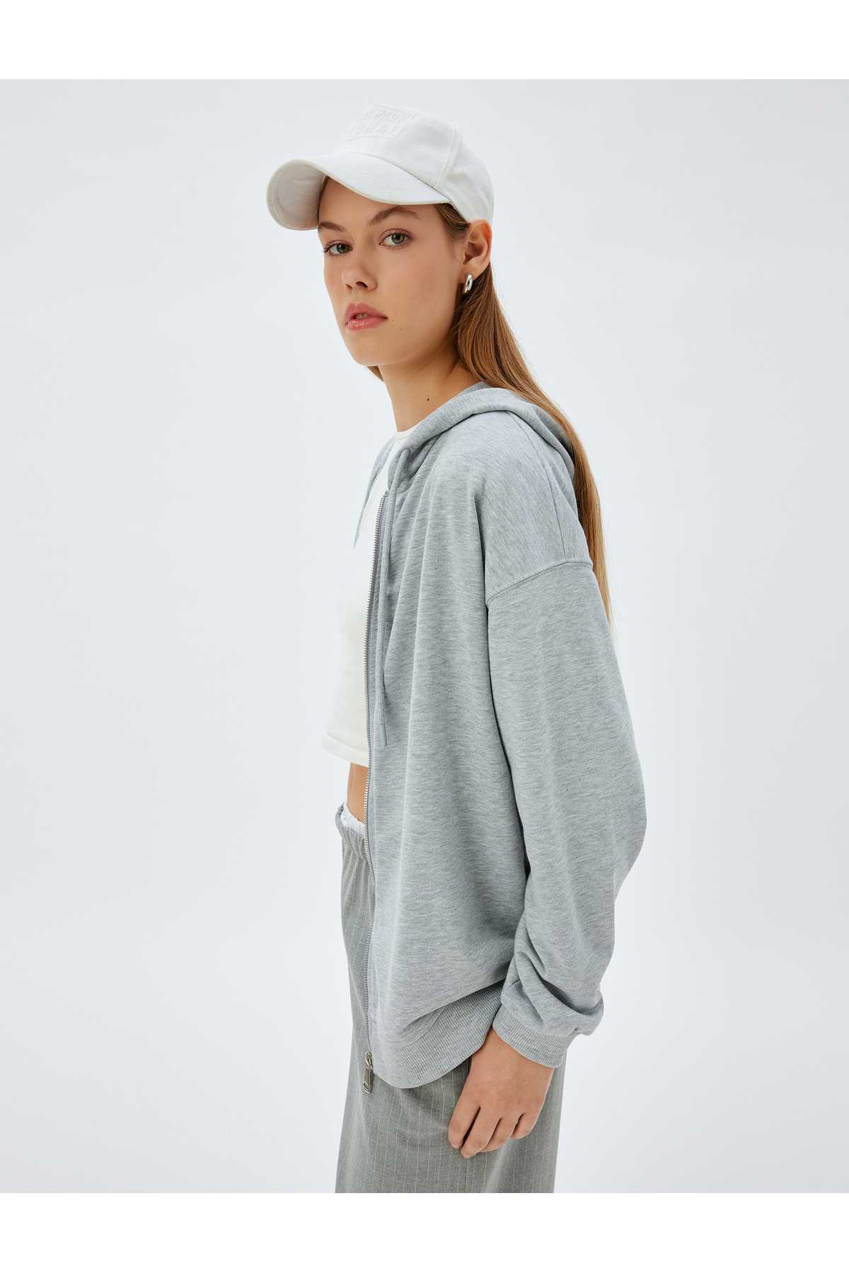 بلوز آستین بلند سه نخی زیپ دار نخی