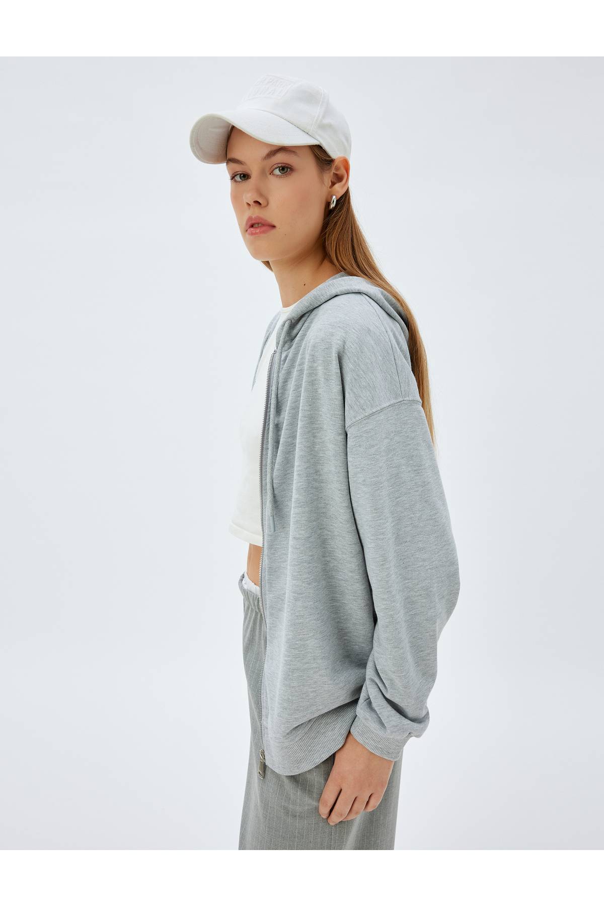 بلوز آستین بلند سه نخی زیپ دار نخی