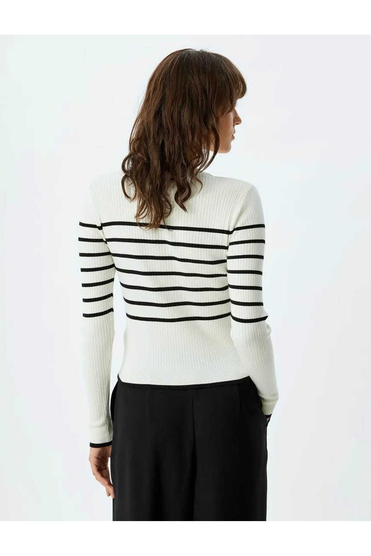 ژاکت زنانه راه راه آبی سرمه ای