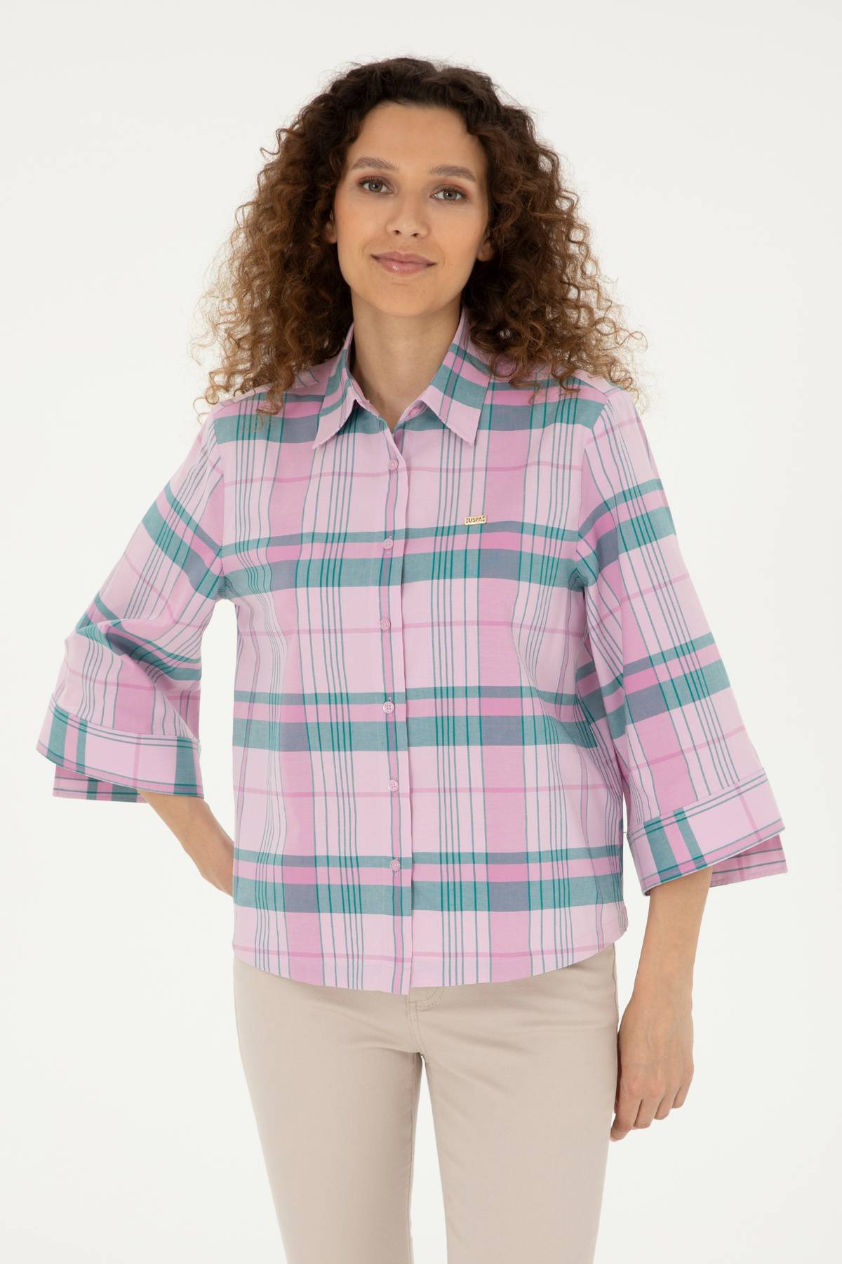 پیراهن آستین بلند صورتی زنانه 50289145-VR041