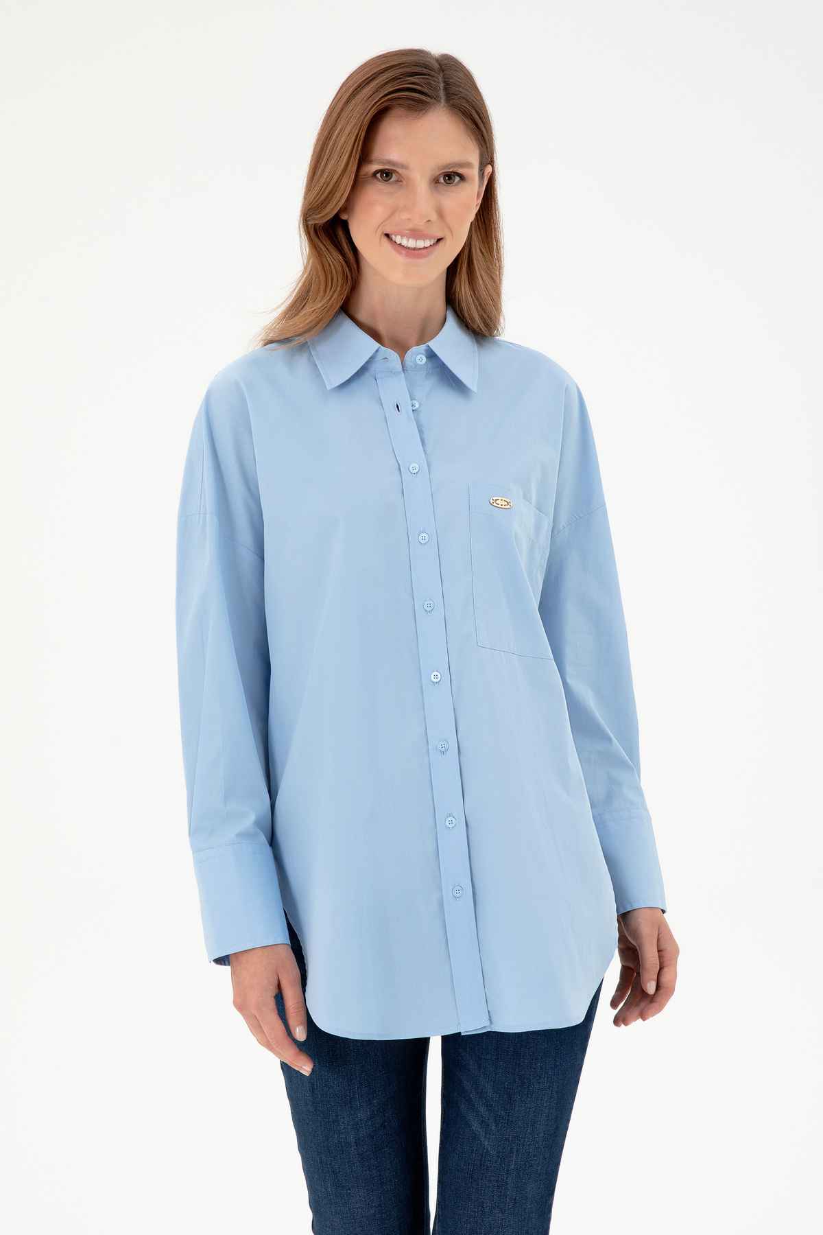 پیراهن آستین بلند سفید زنانه 50297115-VR013