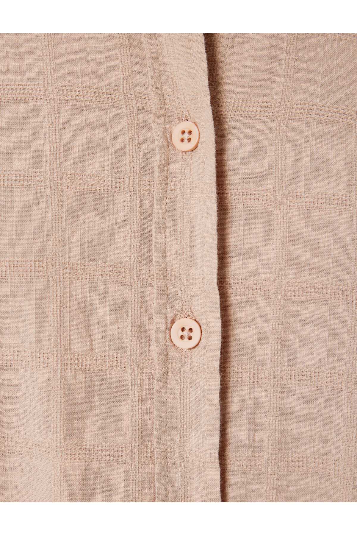 پیراهن سایز بزرگ آستین بلند یقه کلاسیک با دکمه