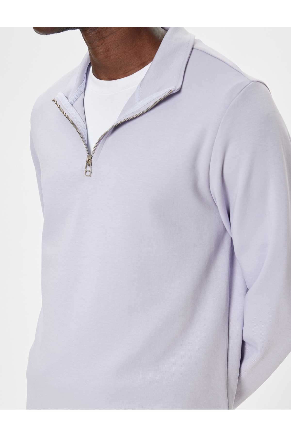 پلیور پایه آستین بلند زیپ دار نخی