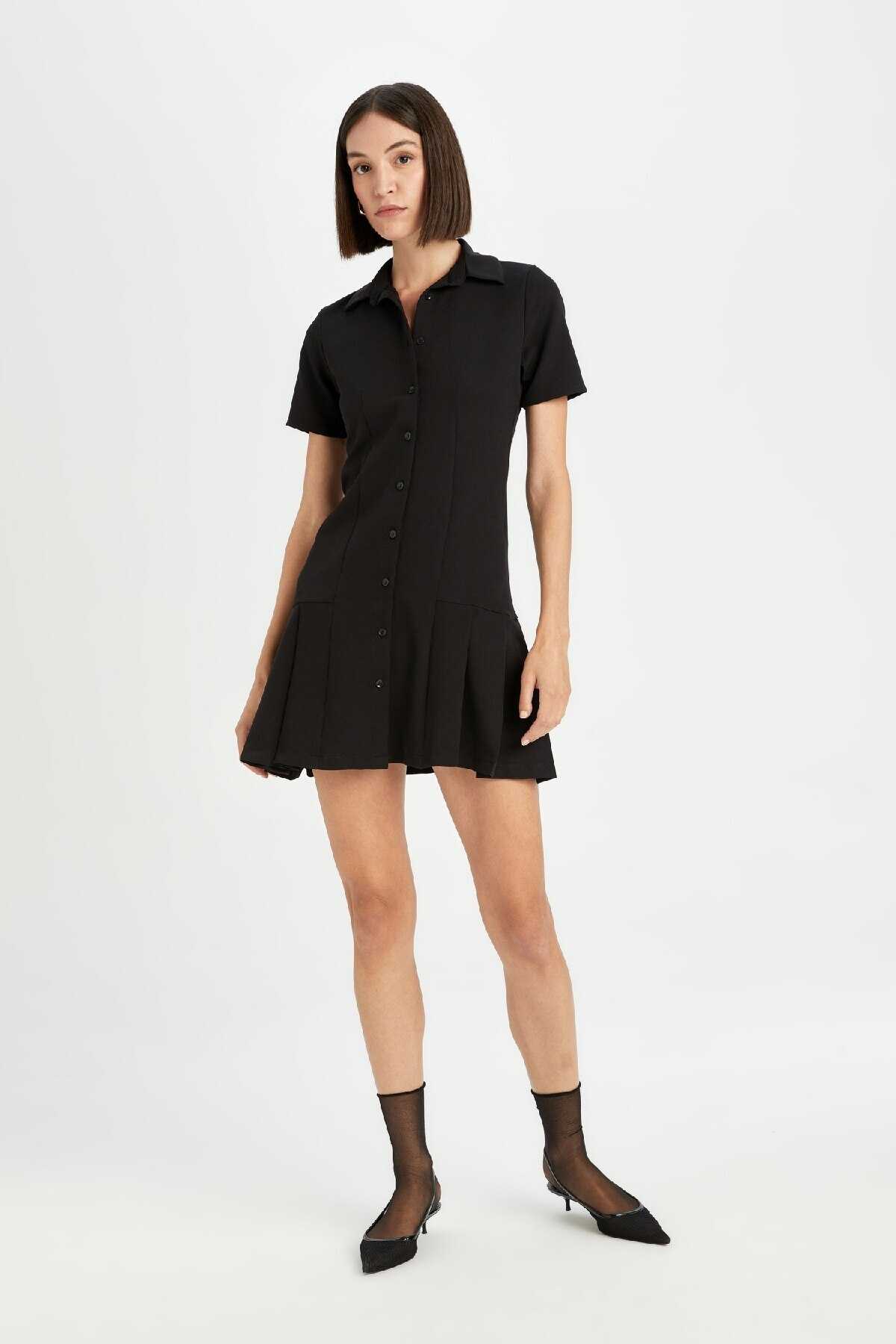 لباس کوتاه آستین کوتاه یقه پیراهن