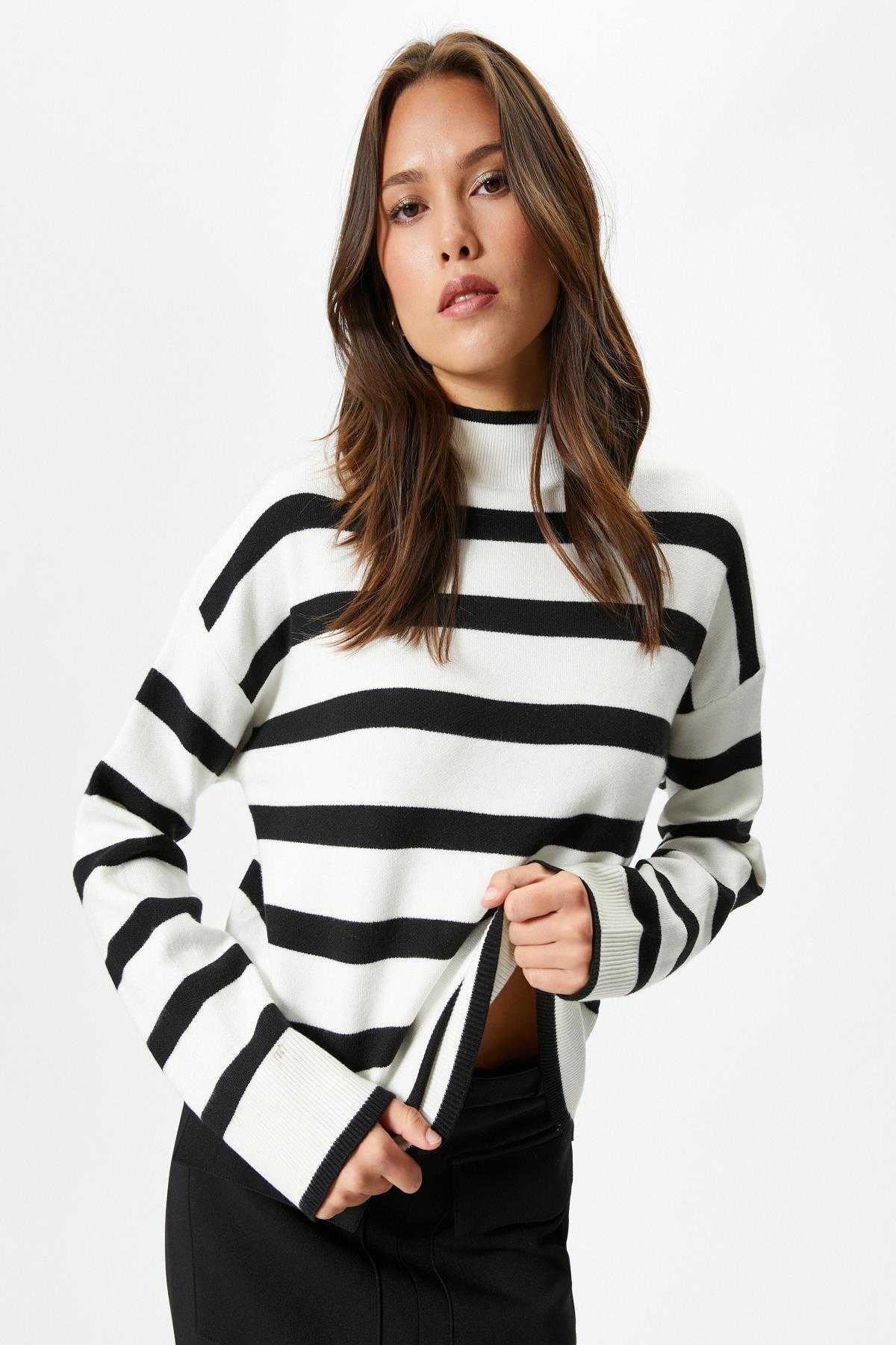 ژاکت بافتنی بزرگ نیم یقه