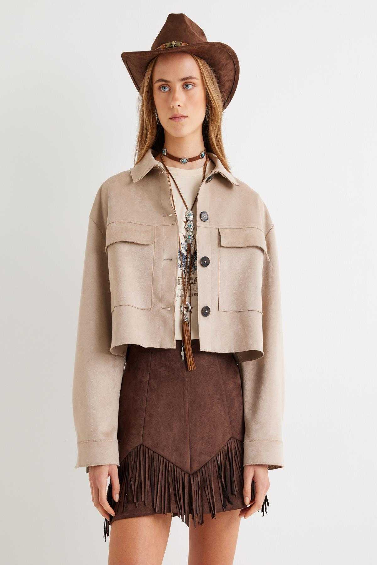 کت زنانه قهوه ای روشن