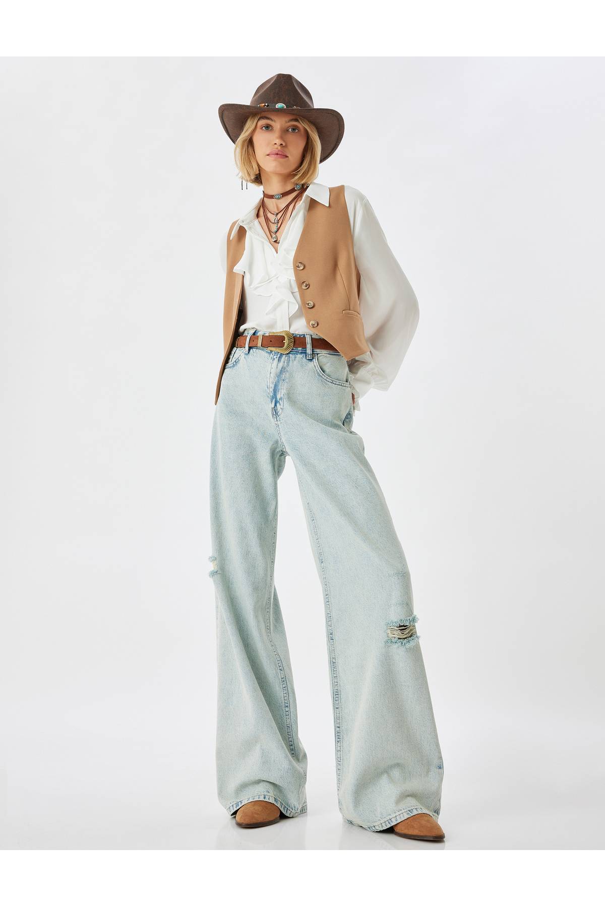 شلوار جین پاره پاره پاره پاره پاره - گشاد راست جین