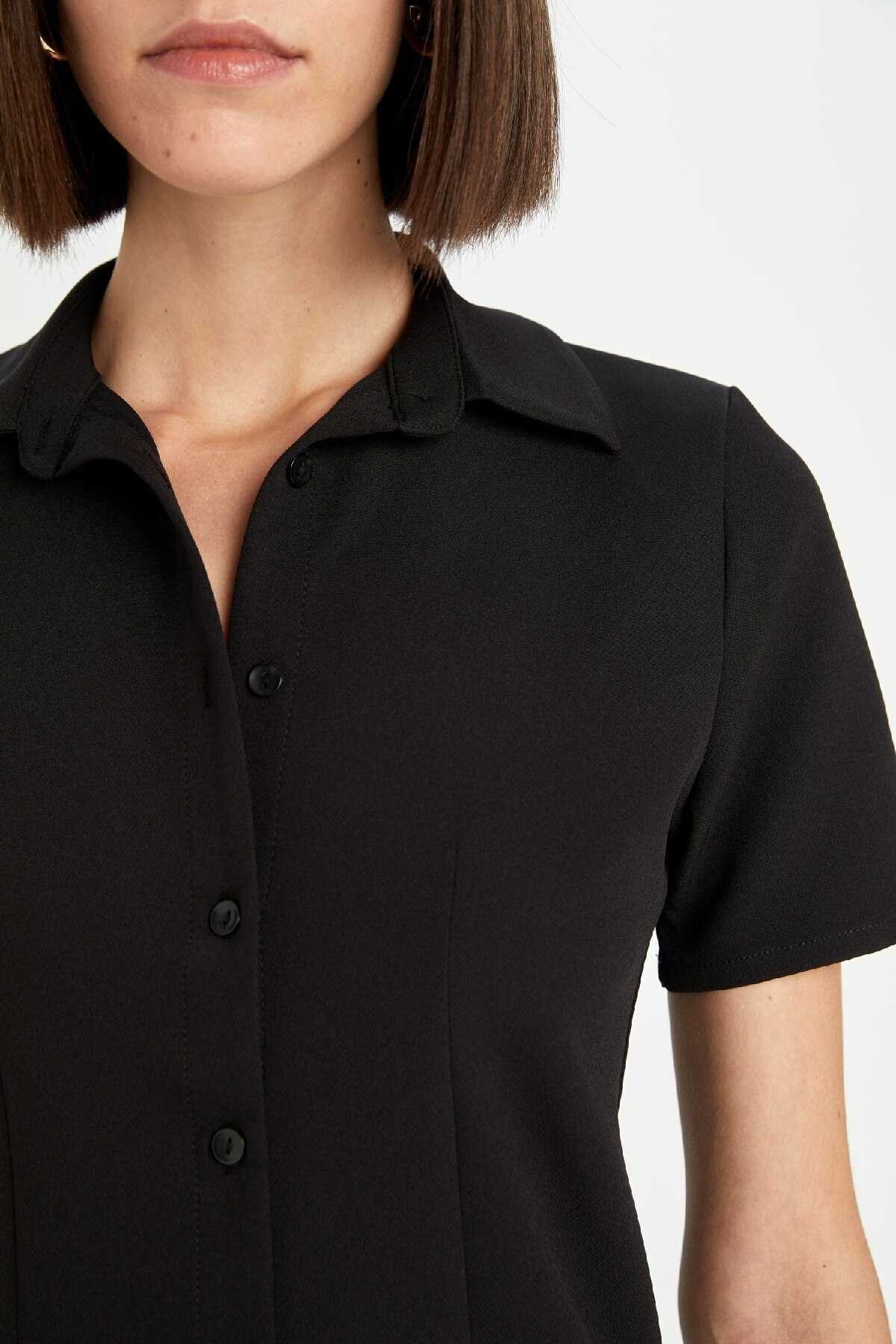 لباس کوتاه آستین کوتاه یقه پیراهن