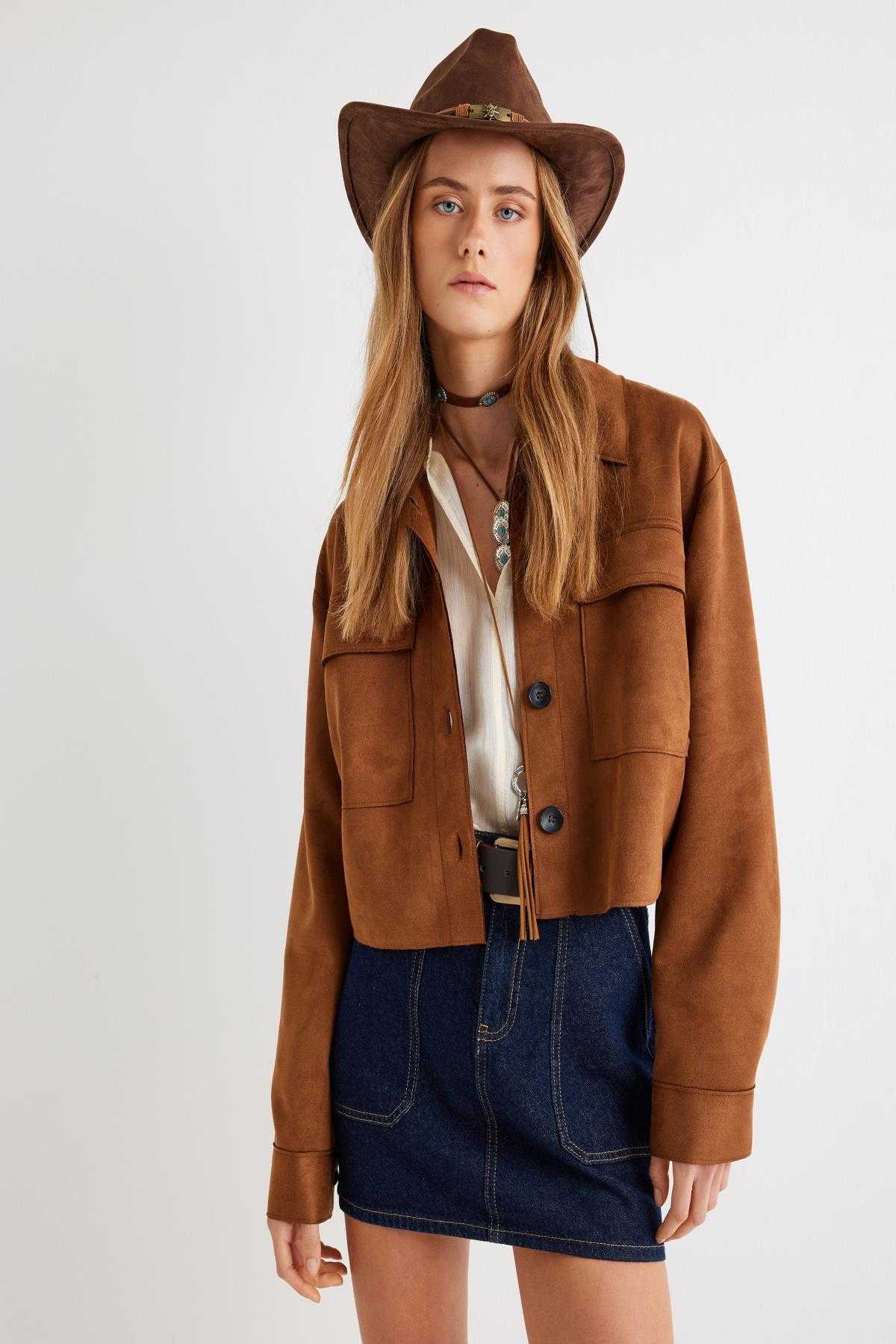 کت زنانه قهوه ای روشن