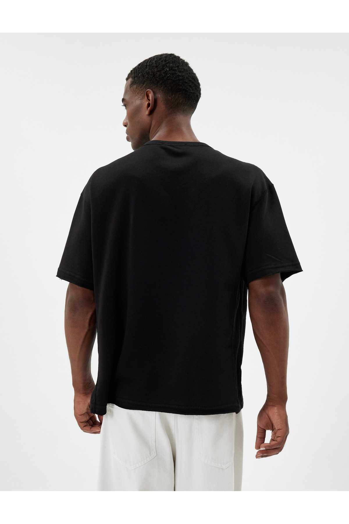 تیشرت با شعار چاپ شده با یقه خدمه آستین کوتاه ترکیب پنبه ای