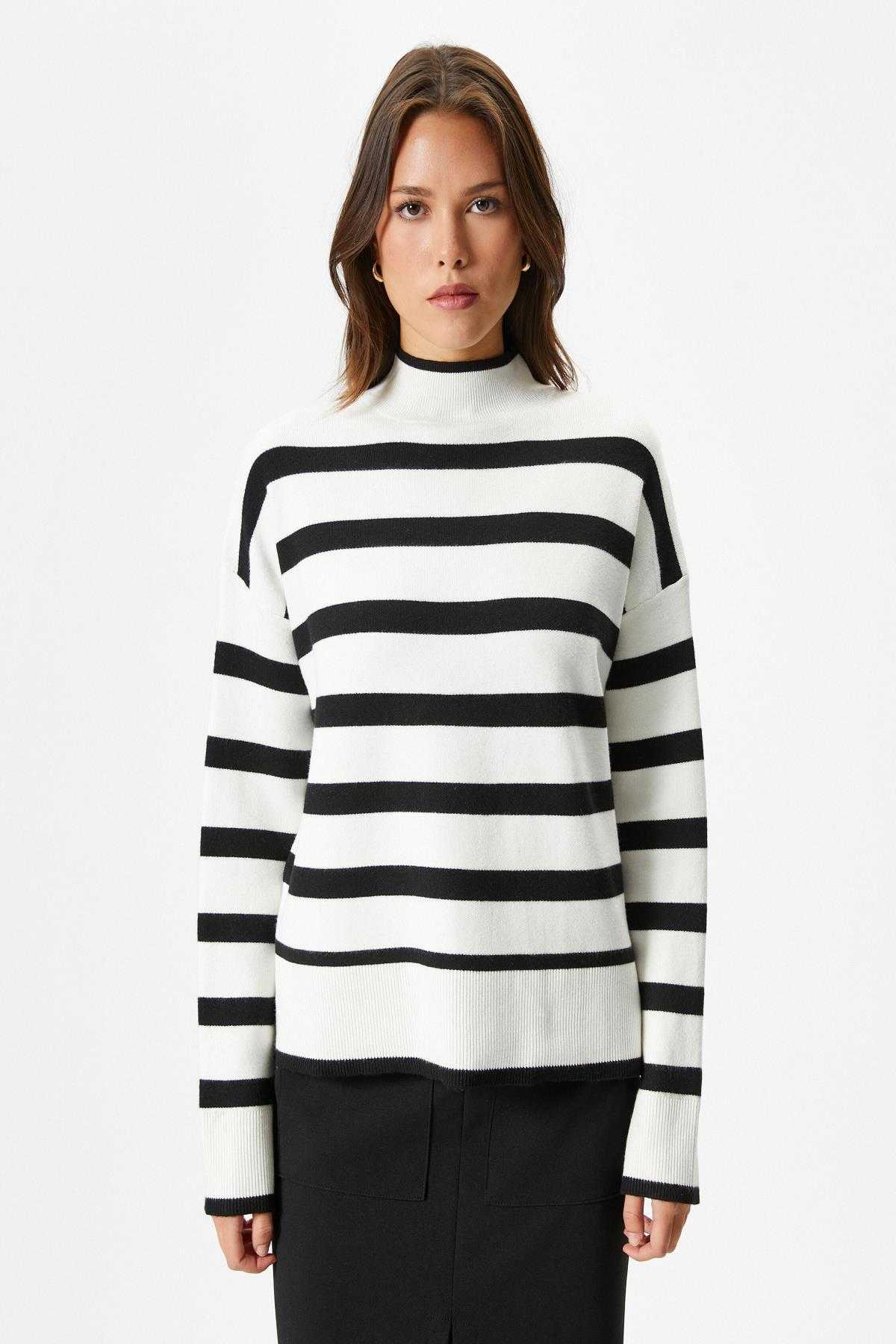 ژاکت بافتنی بزرگ نیم یقه