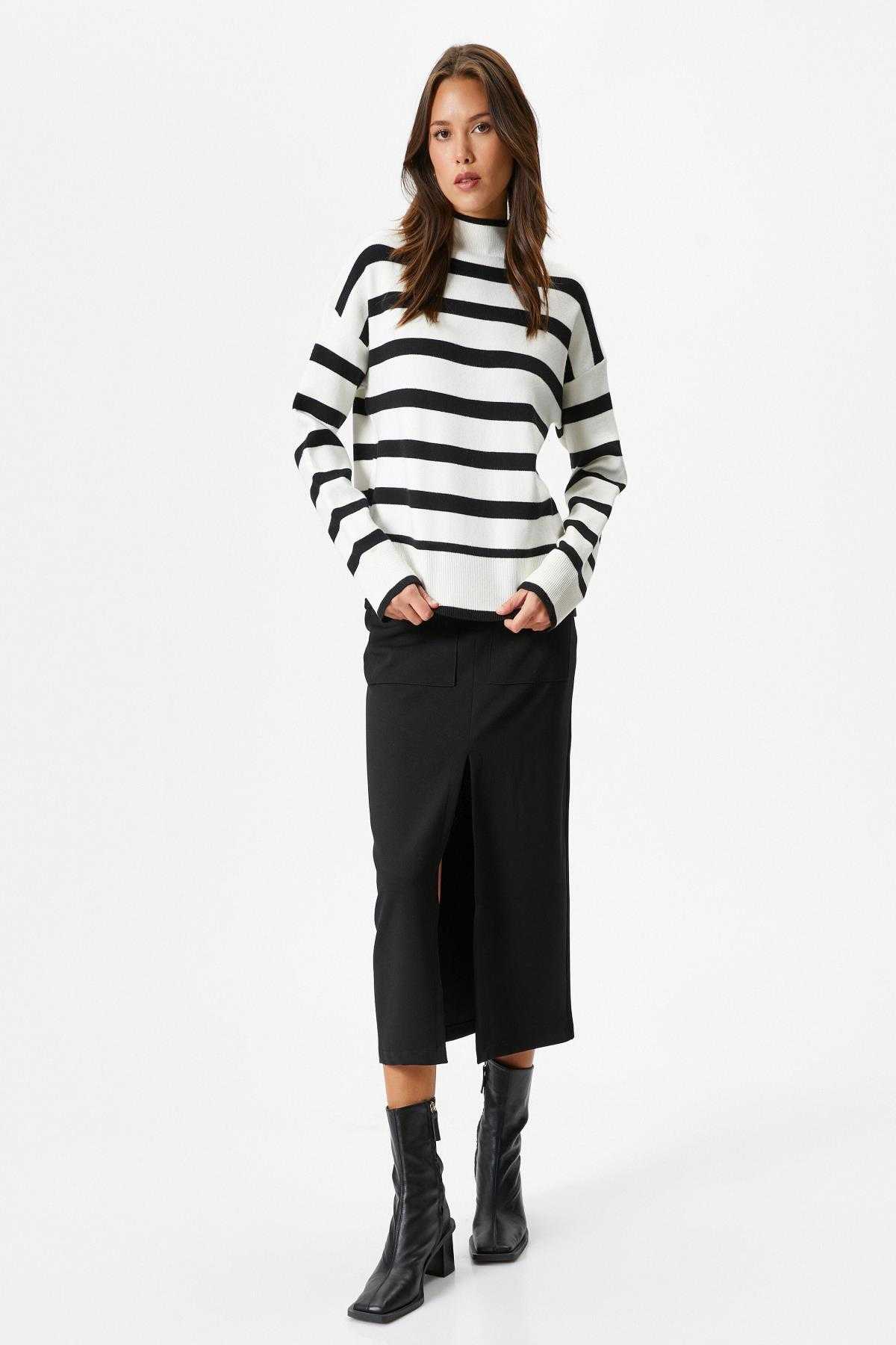 ژاکت بافتنی بزرگ نیم یقه