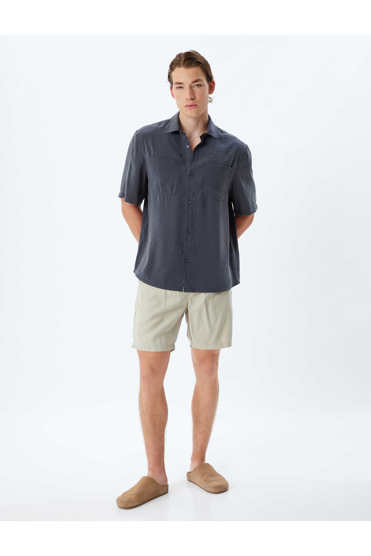 پیراهن پایه آستین کوتاه جیبی