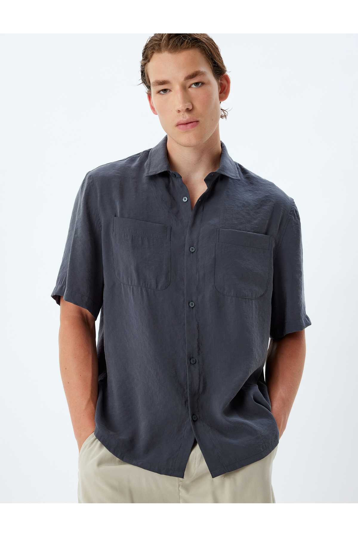 پیراهن پایه آستین کوتاه جیبی