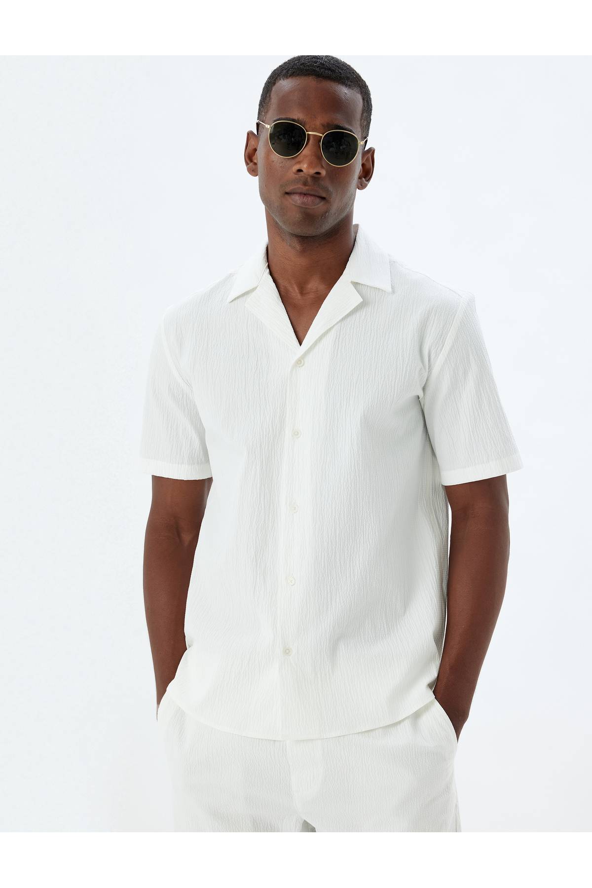 پیراهن آستین کوتاه نخی بافت پایه