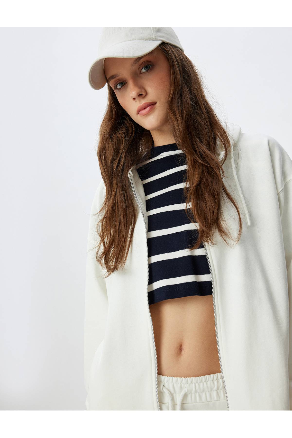 بلوز آستین بلند سه نخی زیپ دار نخی