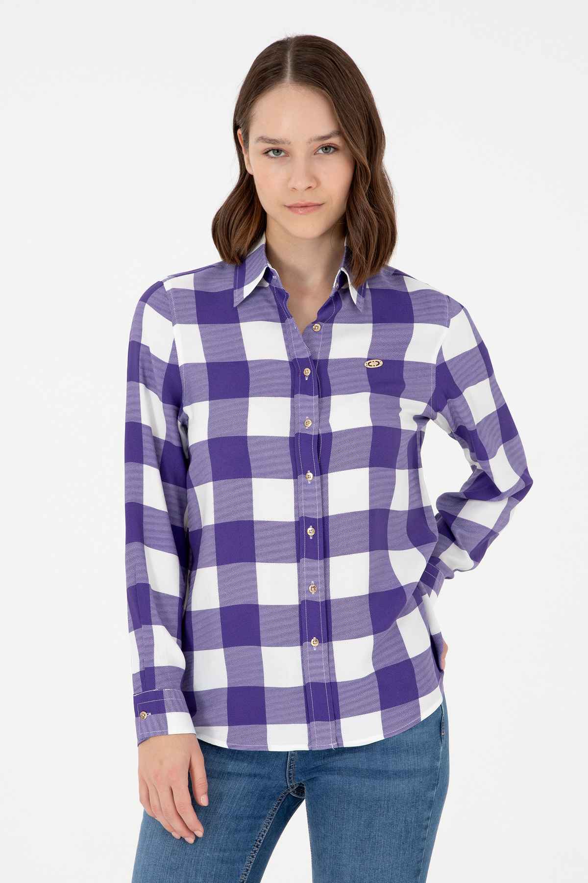 پیراهن آستین بلند بنفش زن 50291096-VR038