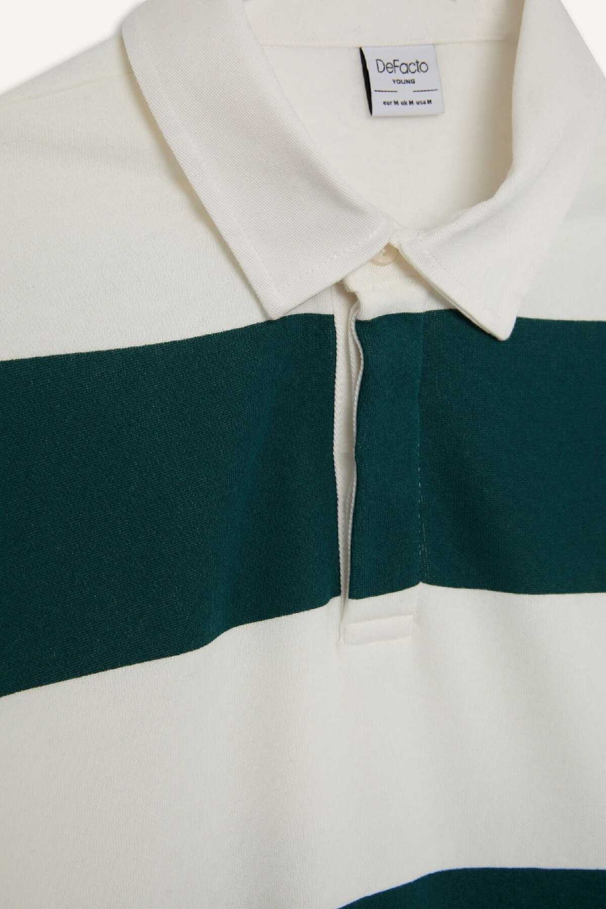 سویشرت راه راه یقه پولو باکسی فیت