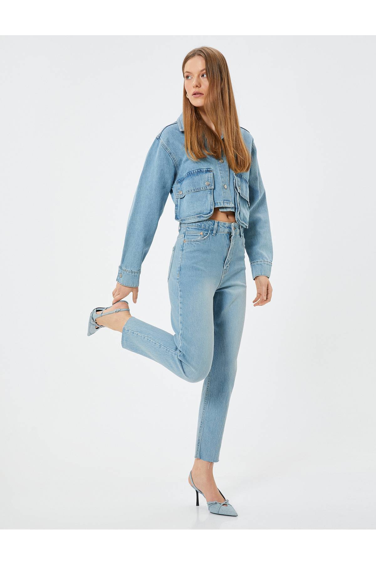 شلوار جین کمر بلند باریک و راست پا نخی - ایو اسلیم جین