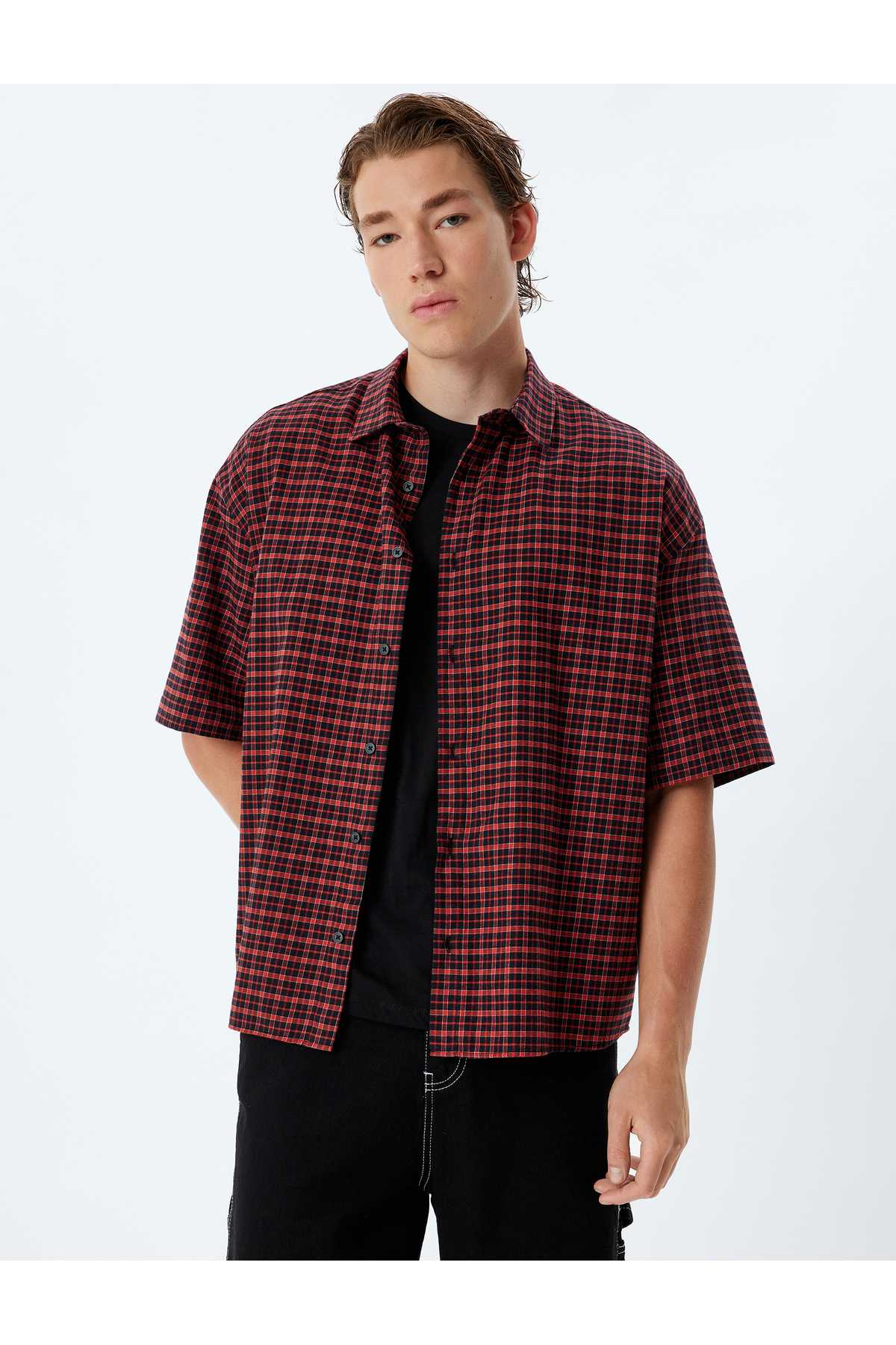 پیراهن آستین کوتاه طرح دار نخی