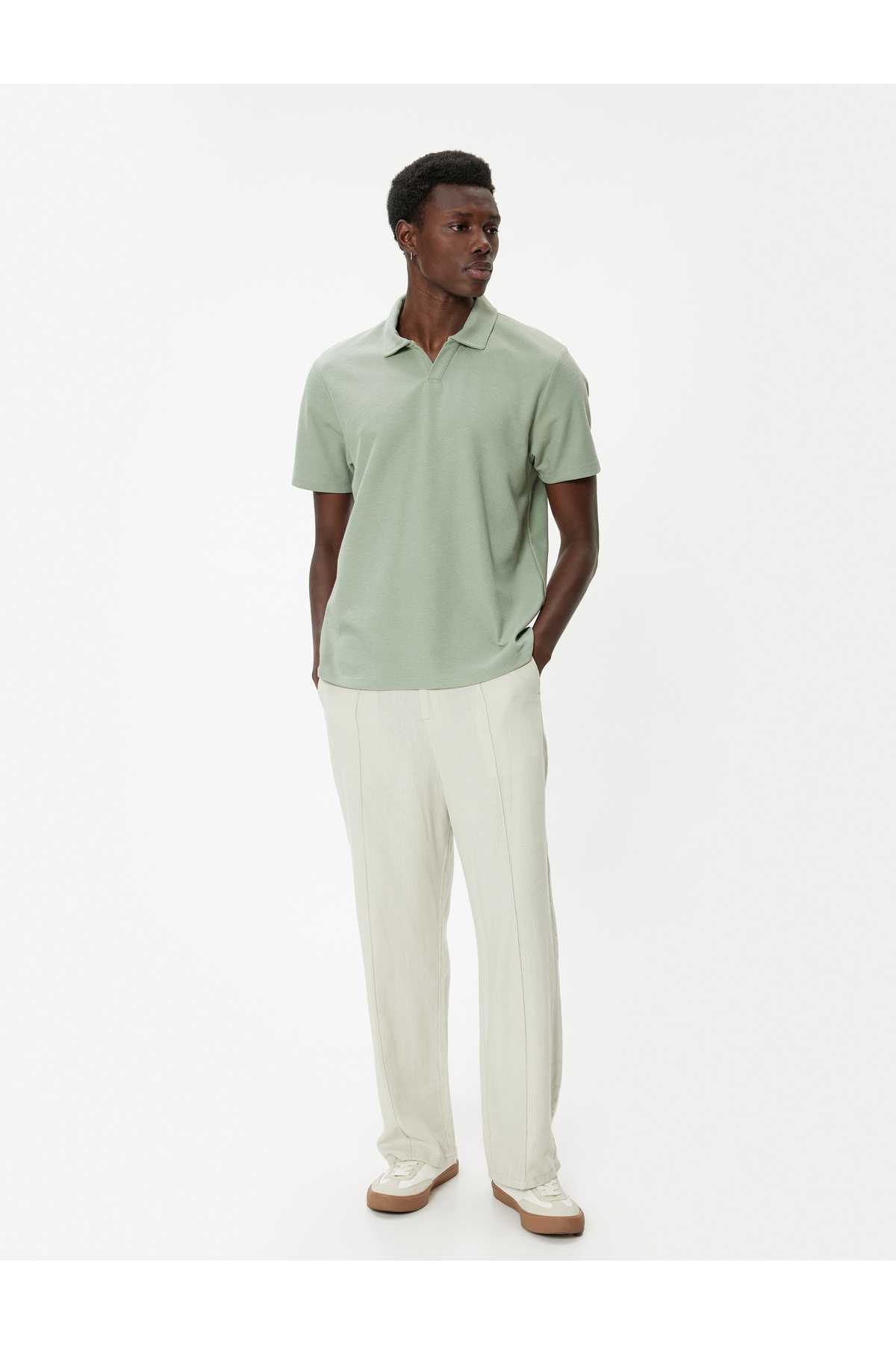 تیشرت یقه پولو اسلیم مناسب آستین کوتاه پنبه ای