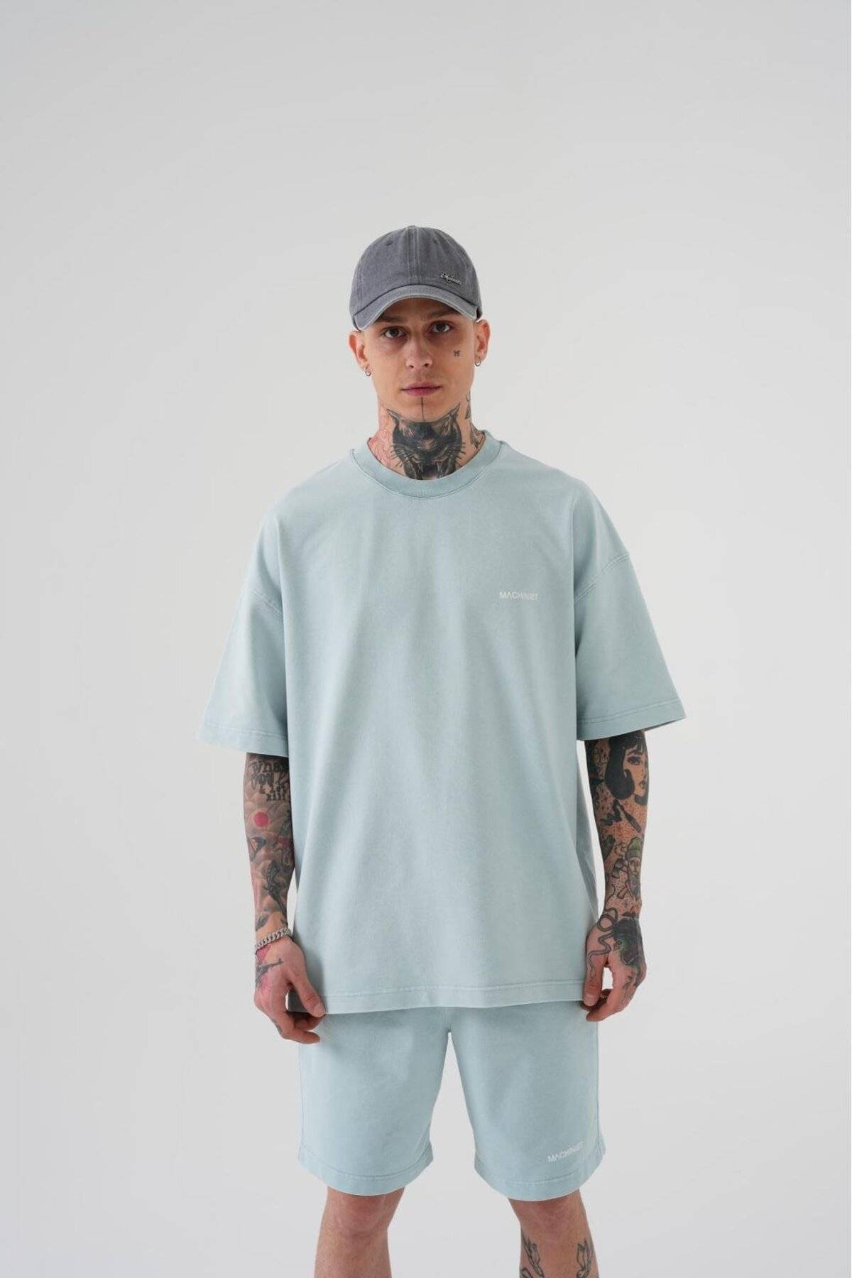 تیشرت یونیکس اوورسایز شسته شده لوکس پایه خاکستری