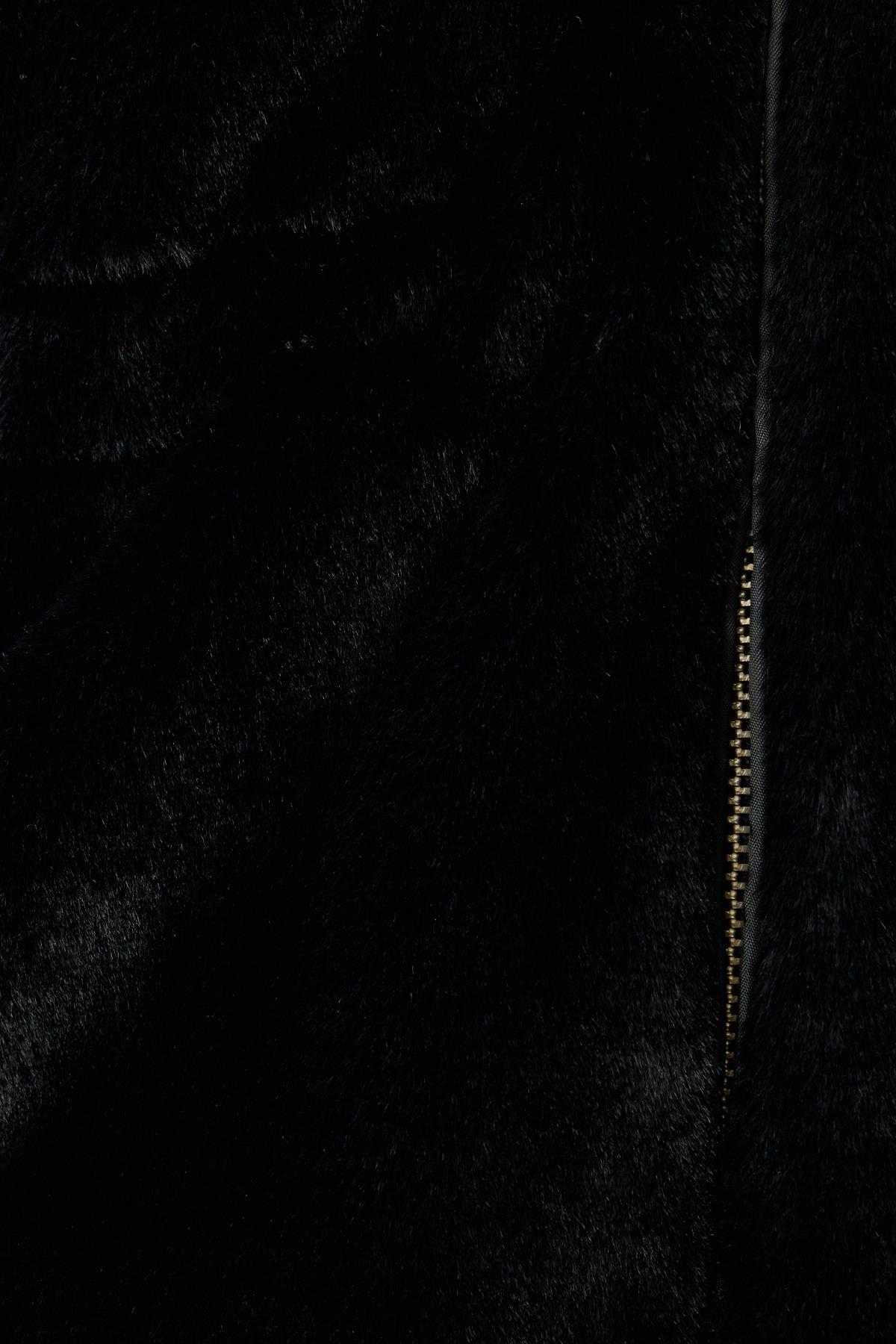 ژاکت بلند با زیپ خز مصنوعی