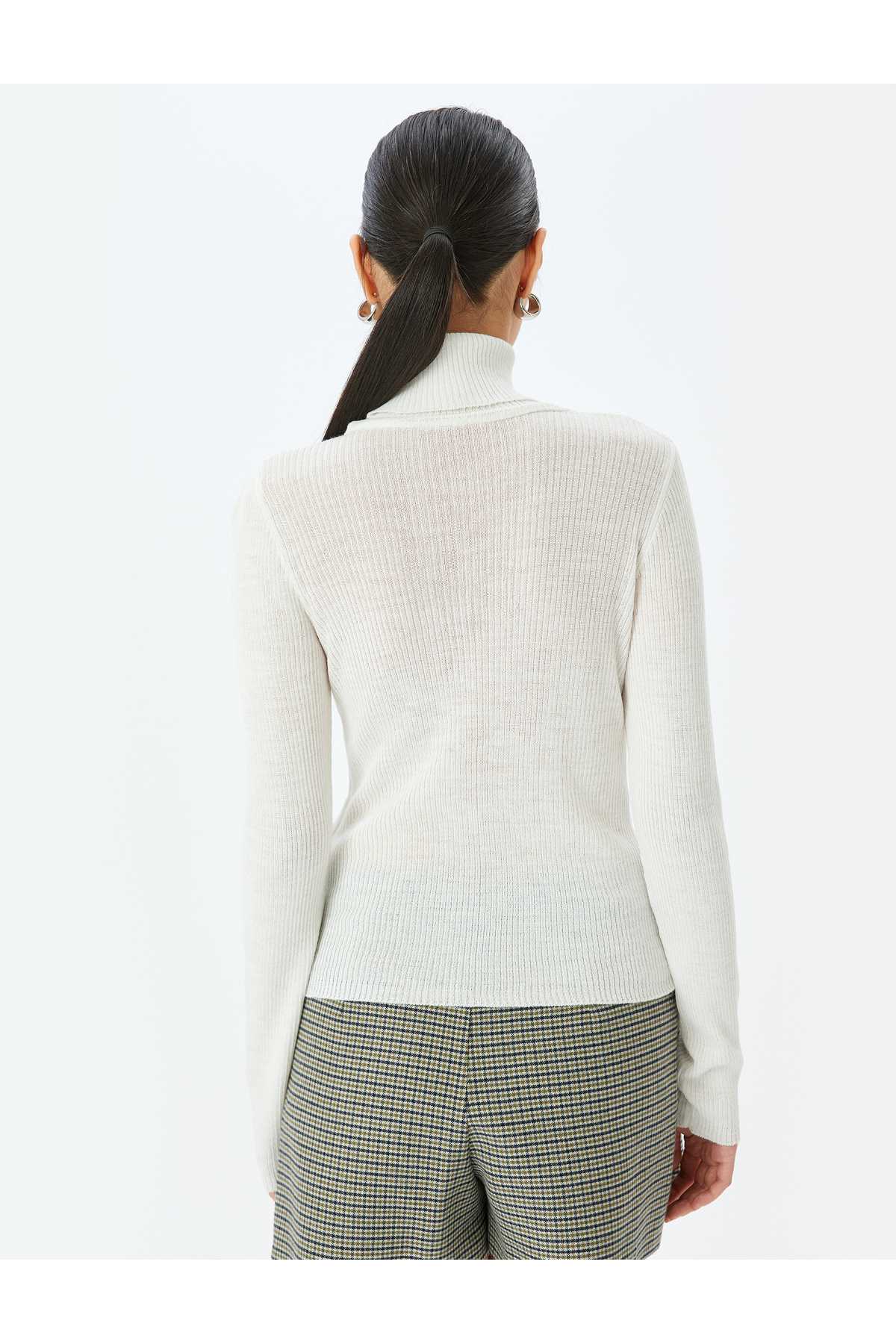 ژاکت بافتنی آستین بلند پشمی ترکیبی