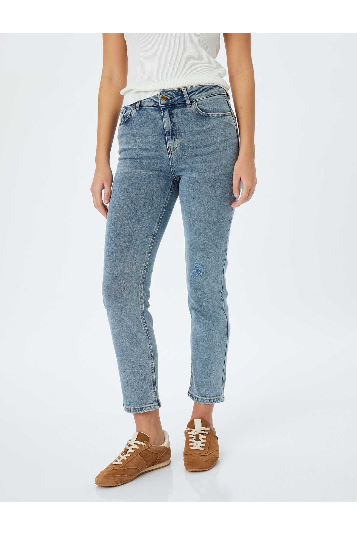 شلوار جین جین دکمه دار معمولی پای راست - جین جین صاف