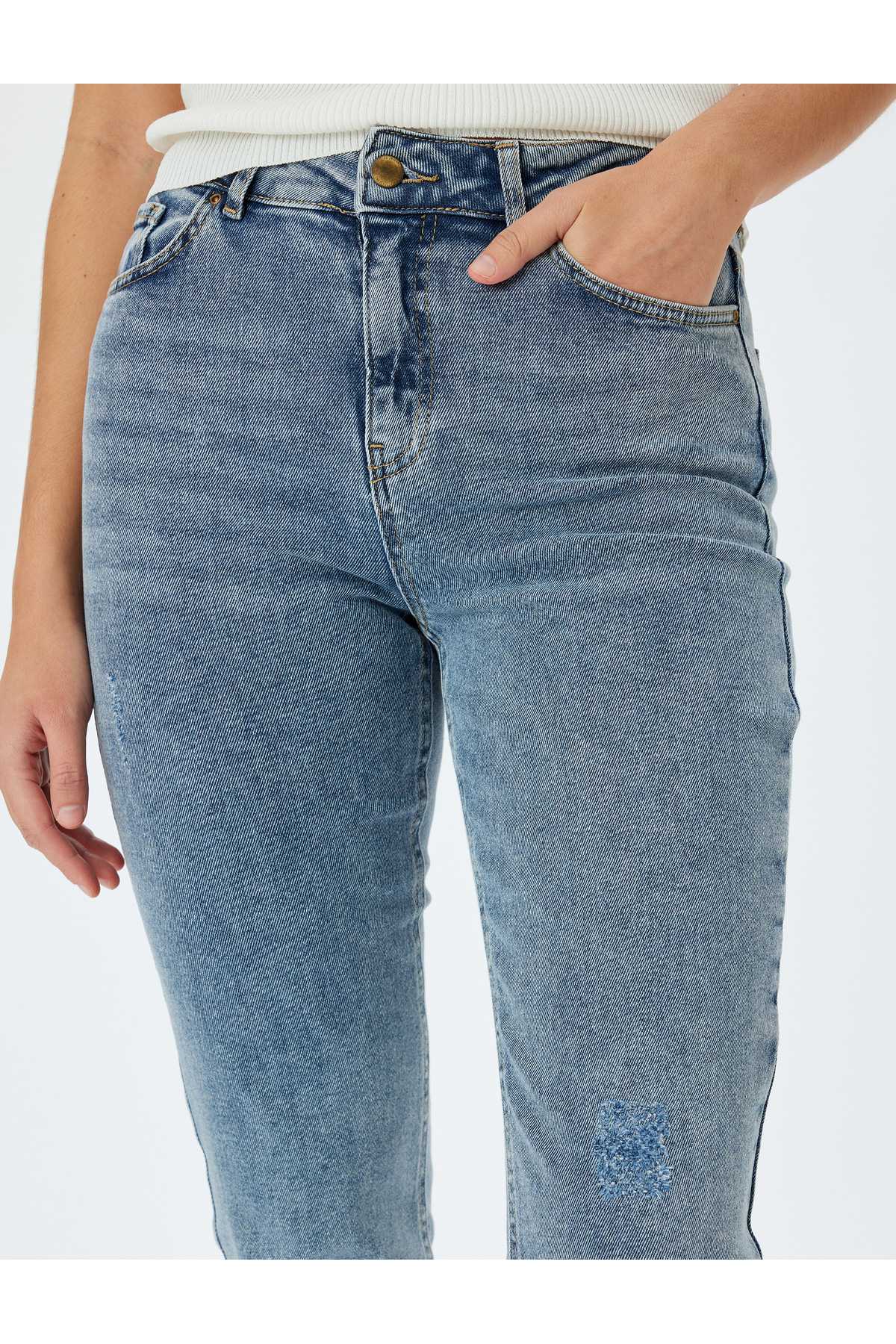 شلوار جین جین دکمه دار معمولی پای راست - جین جین صاف