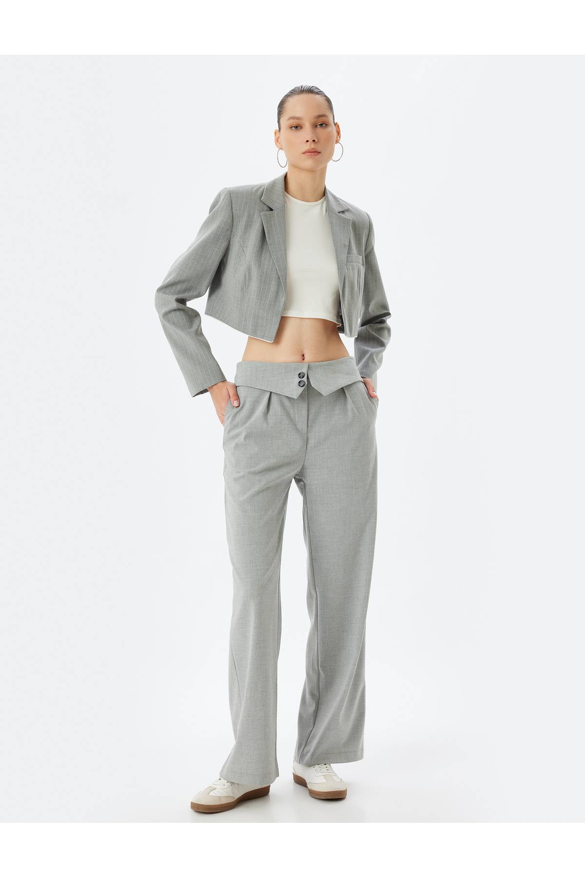 شلوار پارچه ای گسترده کمر با کمر کمر