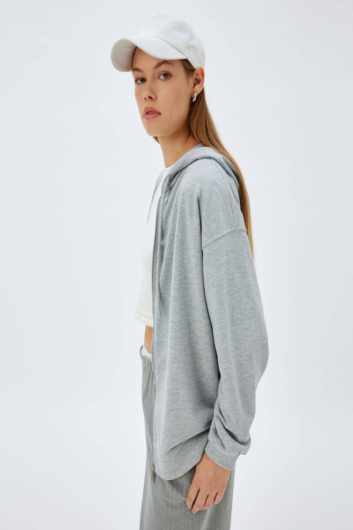 بلوز آستین بلند سه نخی زیپ دار نخی