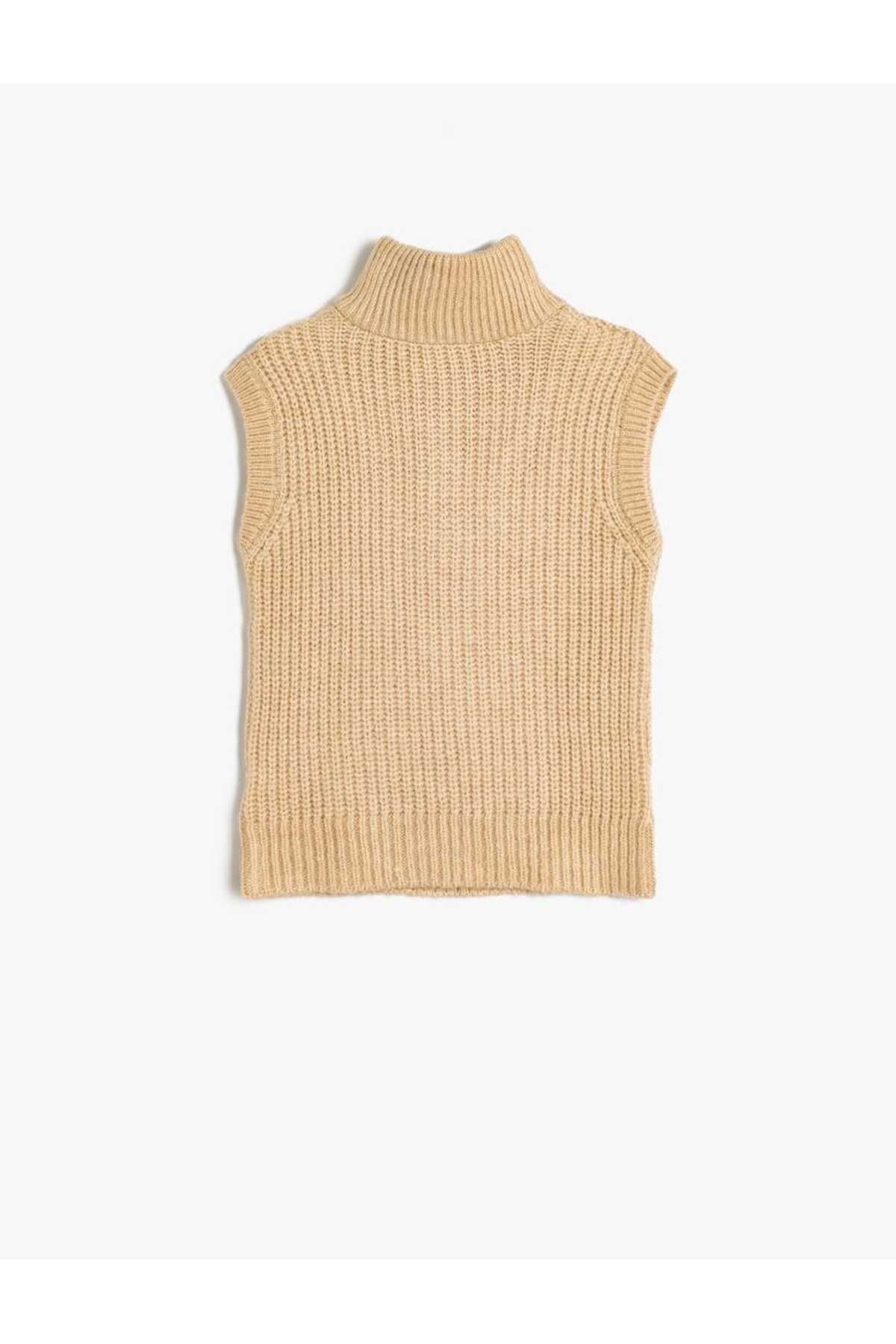 ژاکت بافتنی یقه نیم زیپ آستین دار