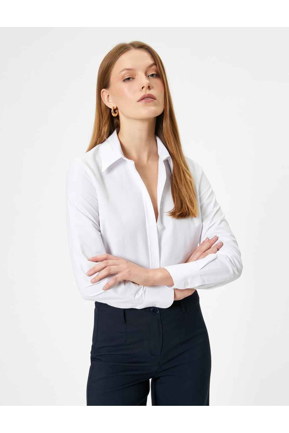 پیراهن کلاسیک آستین بلند منظم