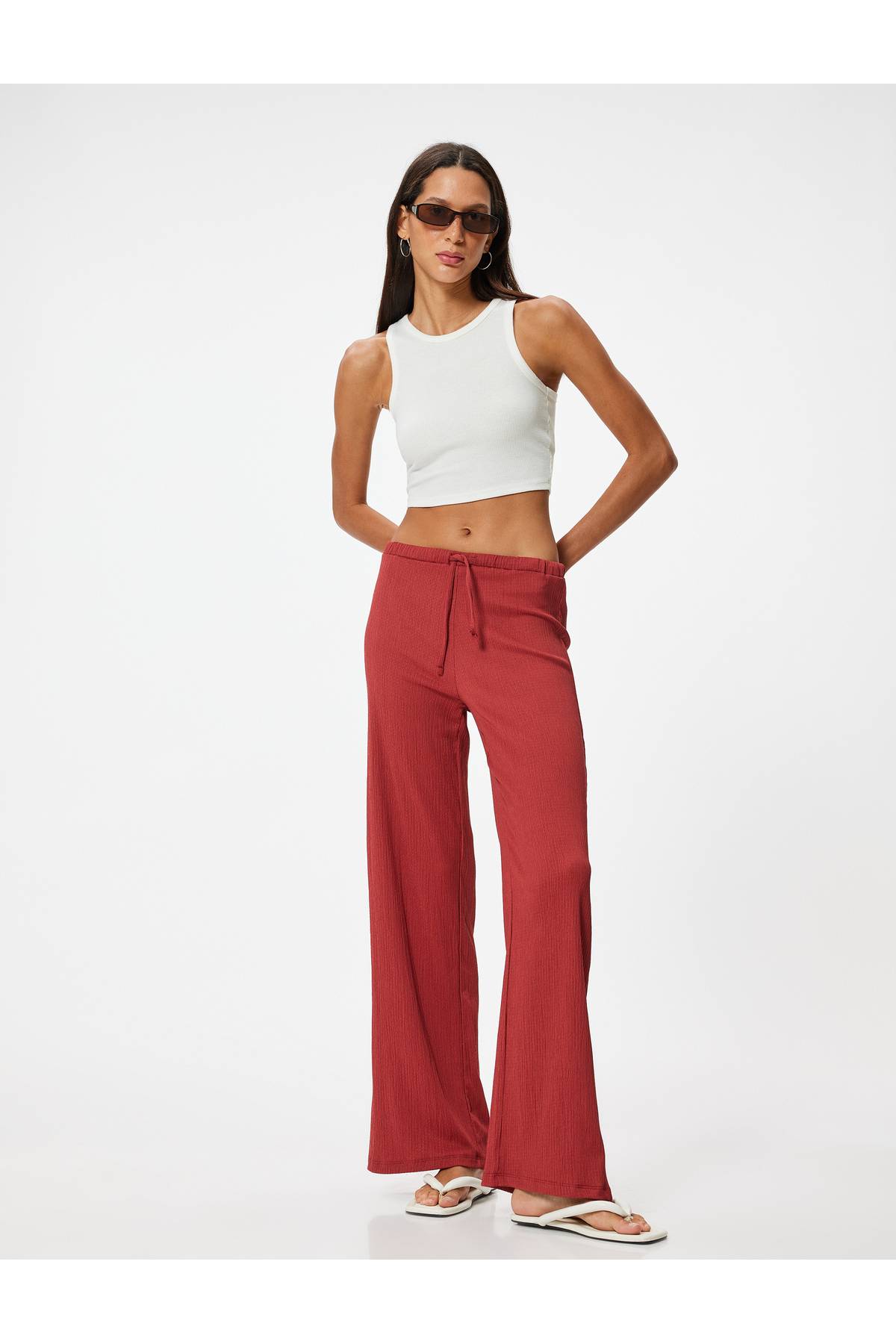 شلوار گشاد بند کمر آجدار