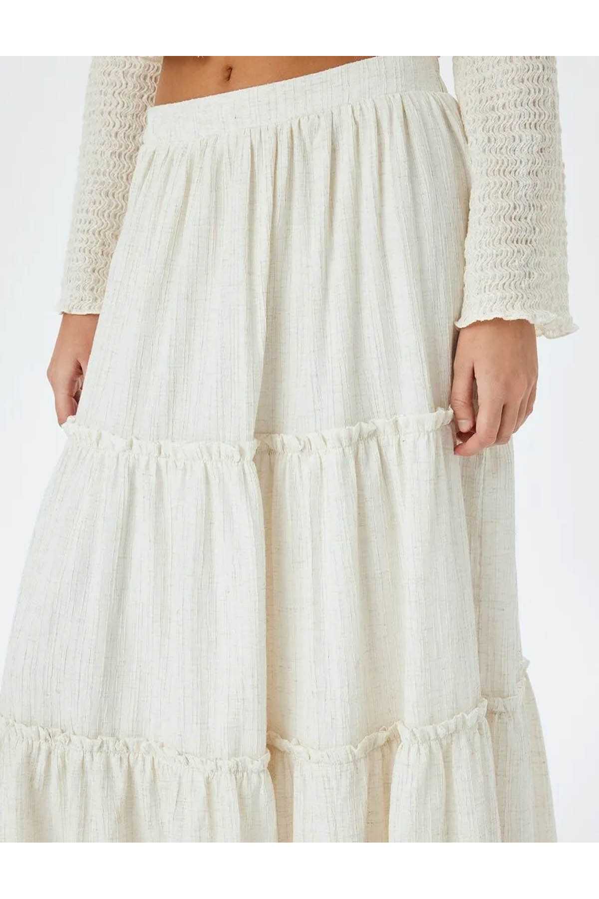 دامن بلند کمر با مخلوط کتانی