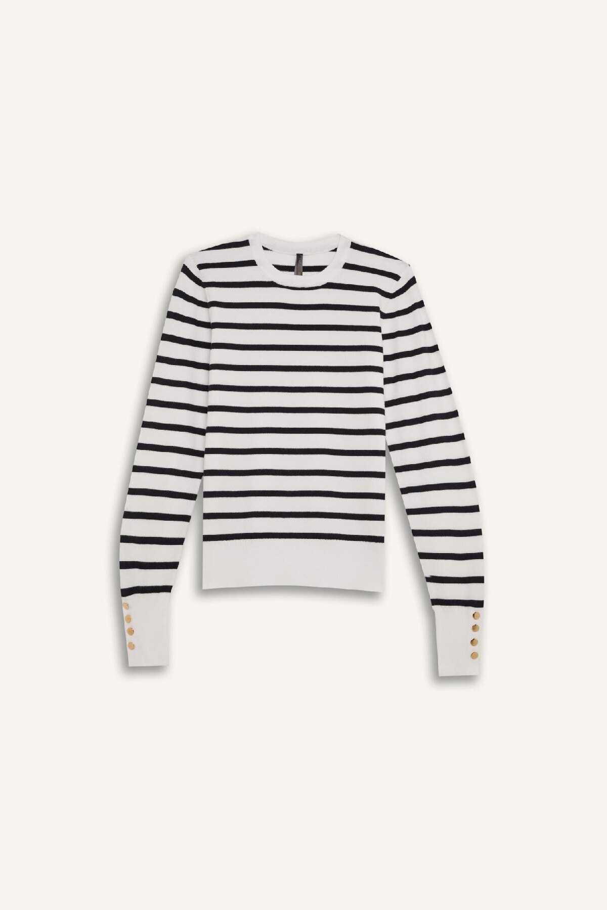 ژاکت بافتنی یقه راه راه معمولی