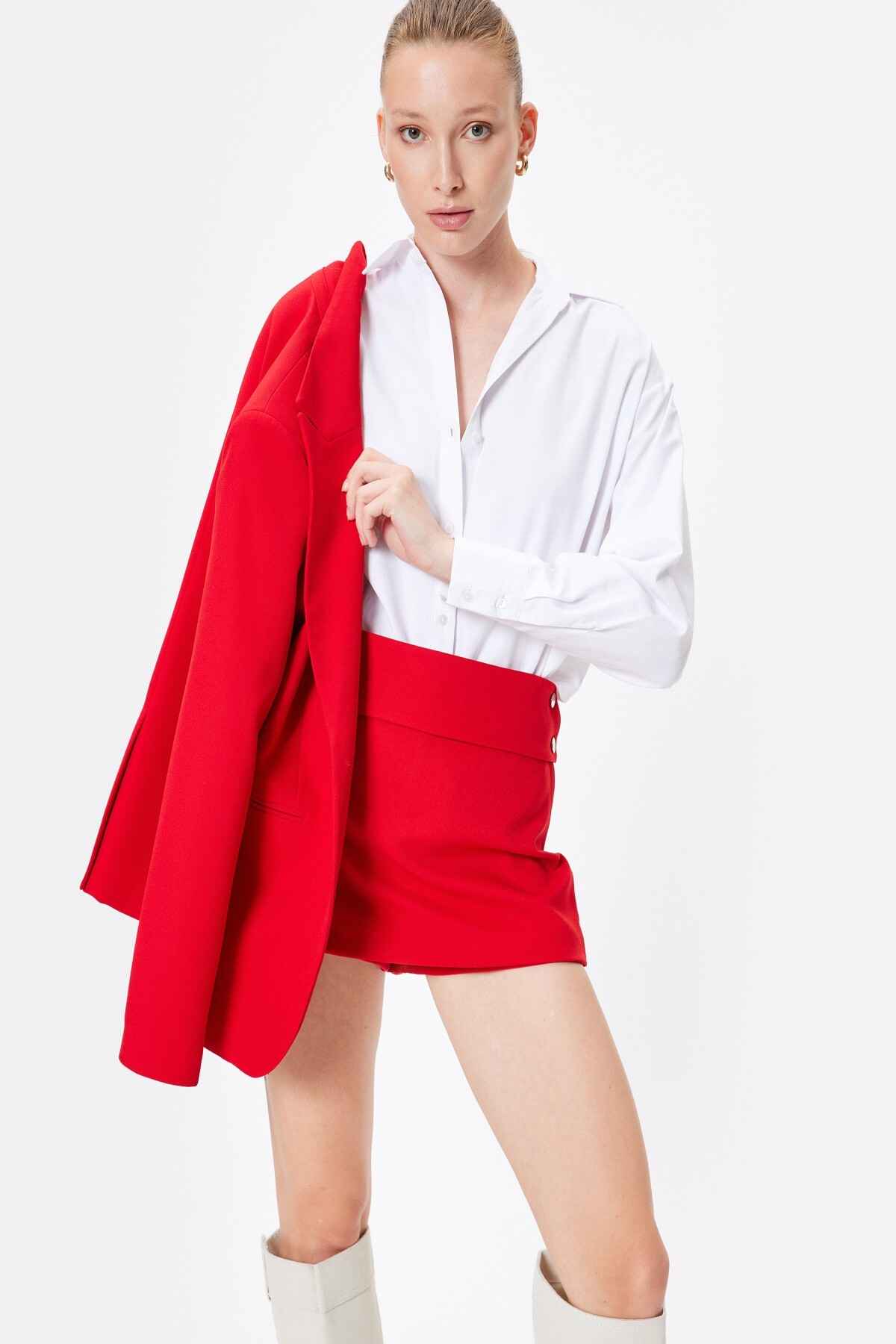 مینی شلوارک دامن کوتاه کمر باریک دکمه مناسب